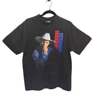 Hanes Mens Vintage Garth Brooks Graphic T-Shirt Black Cotton Large Classic Fit